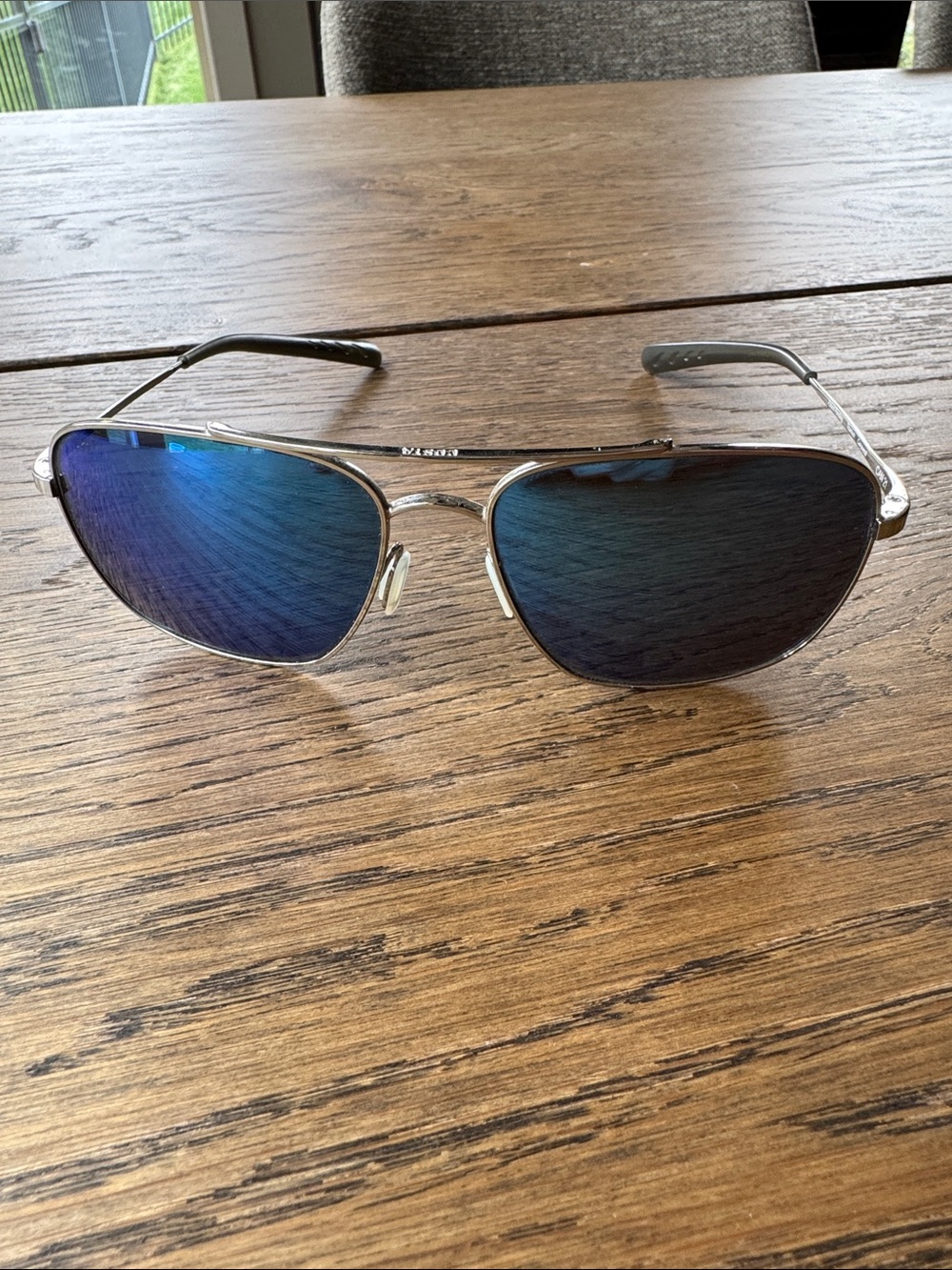 Costa Men's Silver Aviator Sunglasses with Blue Lenses
